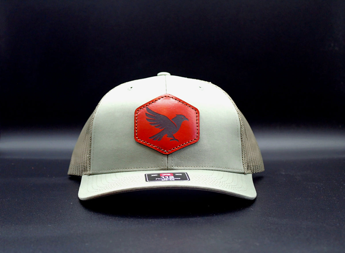 Falcon Leather Patch Trucker Hat